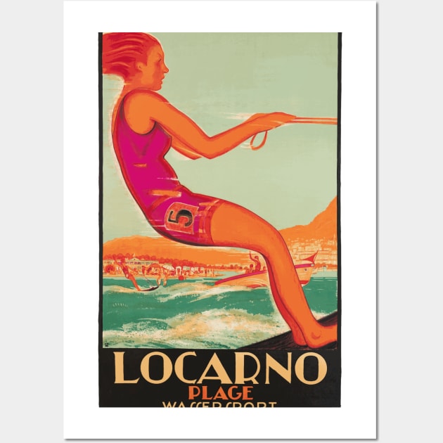 Vintage Travel Poster Design - Locarno, Switzerland - Water Skier Wall Art by Naves